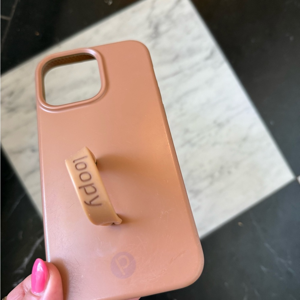 Loopy Case Brown Protective Phone Case with Loop Holder for iphone 15 Pro Max